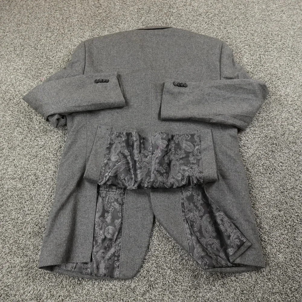 Paul Fredrick Blazer Mens 42 Gray Cashmere Sport Coat Suit Jacket Paisley‎ Lined